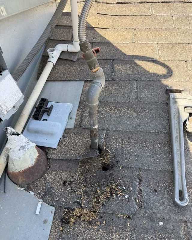 Línea de gas en techo